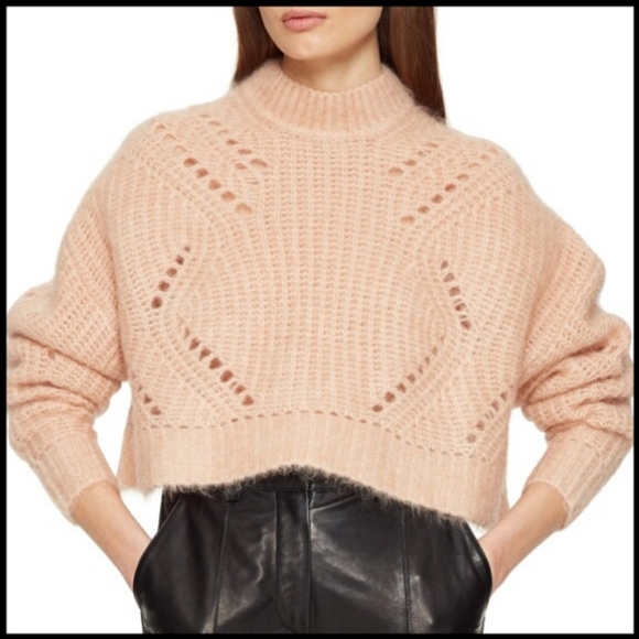 Anine Bing Jordan Mohair Cropped Sweater - Picture 1 of 16